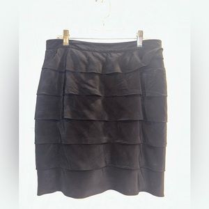 Tory Burch Black Florence Tiered Ruffle Silk Skirt